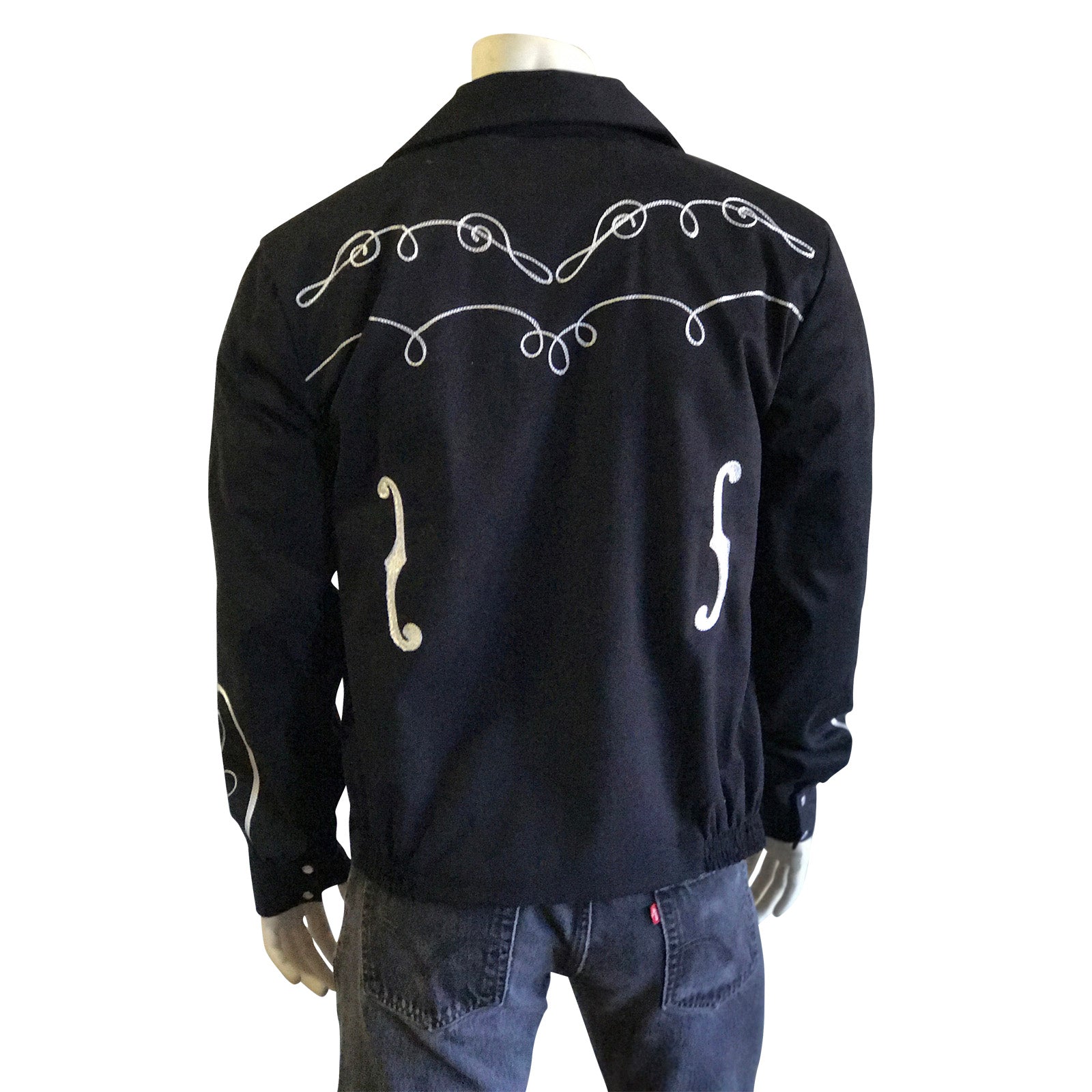 Men s Vintage Western Bolero Jacket with Musical Notes Embroidery