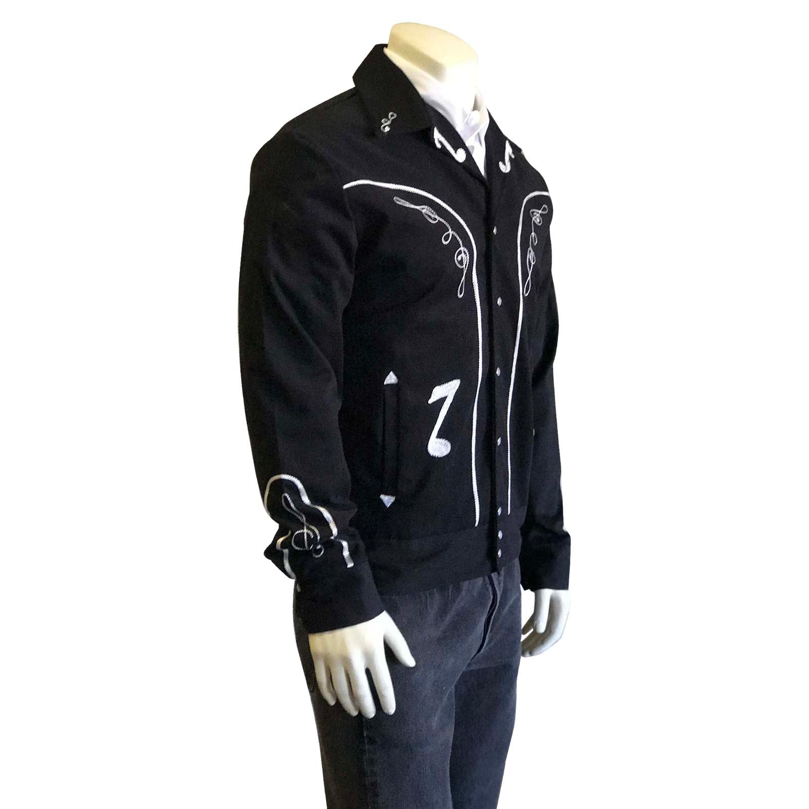 Men's Vintage Western Bolero Jacket with Musical Notes Embroidery - Rockmount
