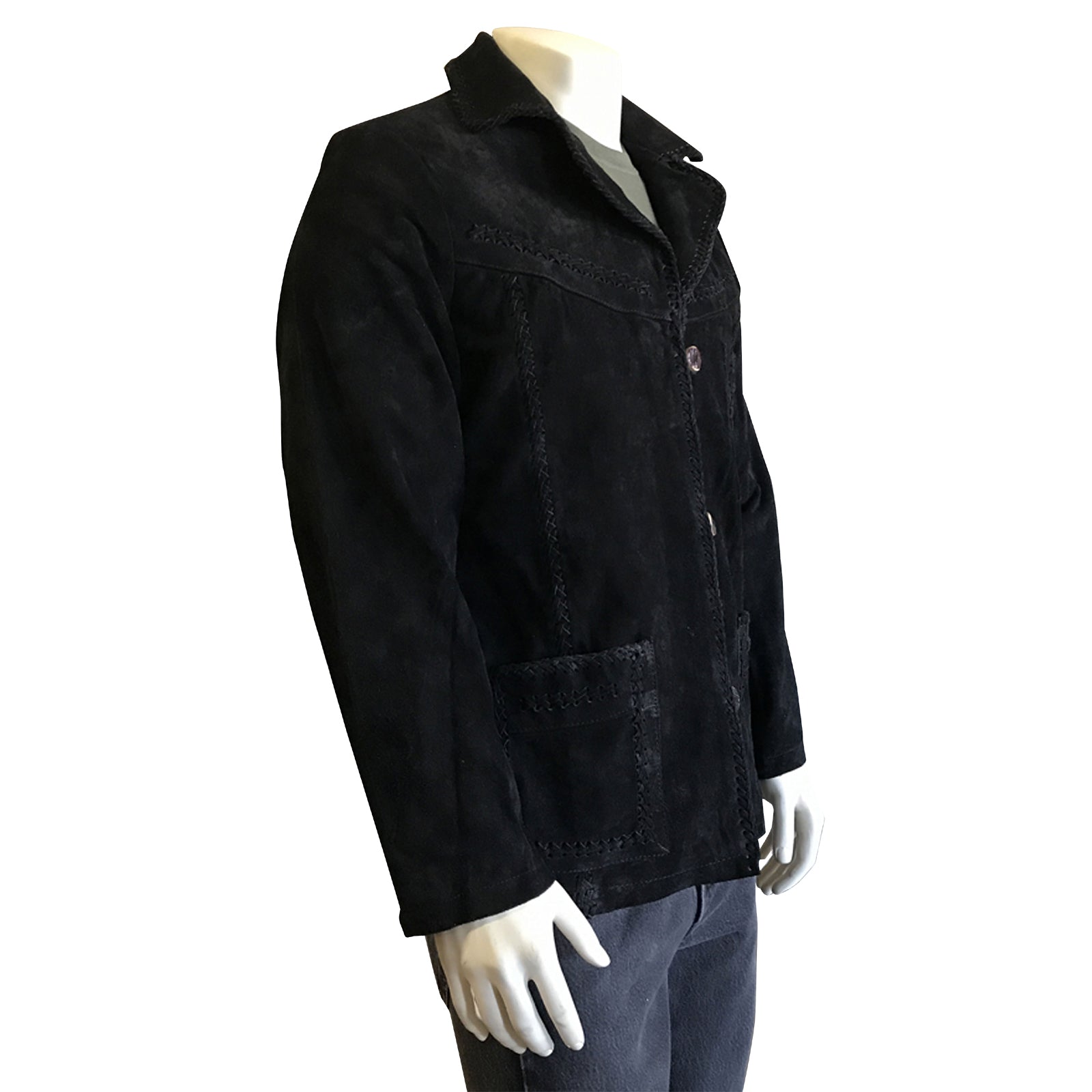 Kid's Charcoal Black Laced Suede Western Jacket - Rockmount