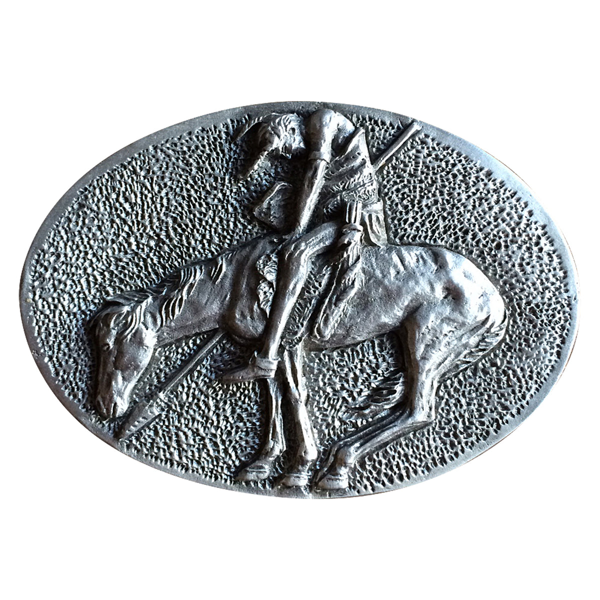 End of the Trail Pewter Western Belt Buckle - Rockmount