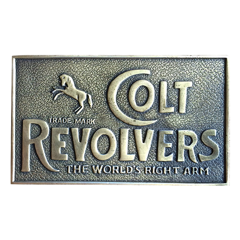 Vintage Colt Revolvers Brass Western Belt Buckle - Rockmount