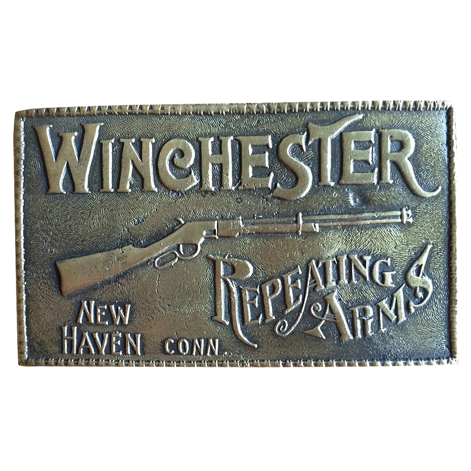 Rockmount Winchester Repeating Arms Brass Belt Buckle