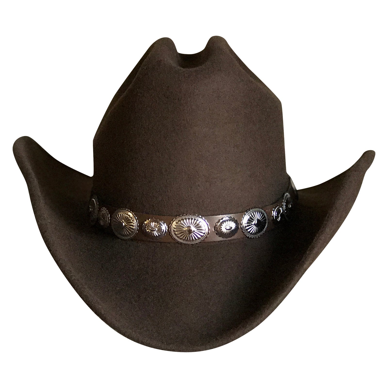Crushable Brown Felt Concho Western Cowboy Hat - Rockmount