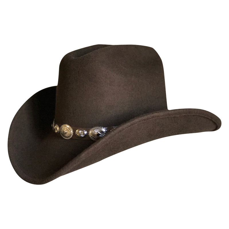 Crushable Brown Felt Concho Western Cowboy Hat - Rockmount