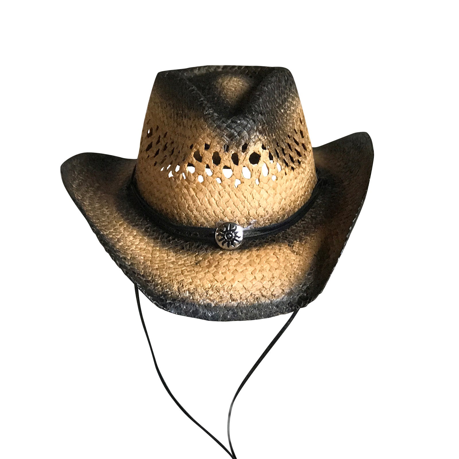 Rockmount Raffia Straw 2 Tone Pinch Crease Cowboy Hat