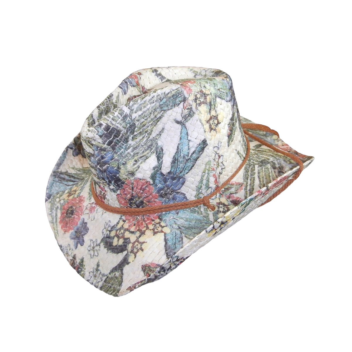 Floral Pink Print Straw Western Cowgirl Hat - Rockmount