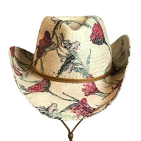 Floral Red & Green Print Straw Western Cowgirl Hat - Rockmount