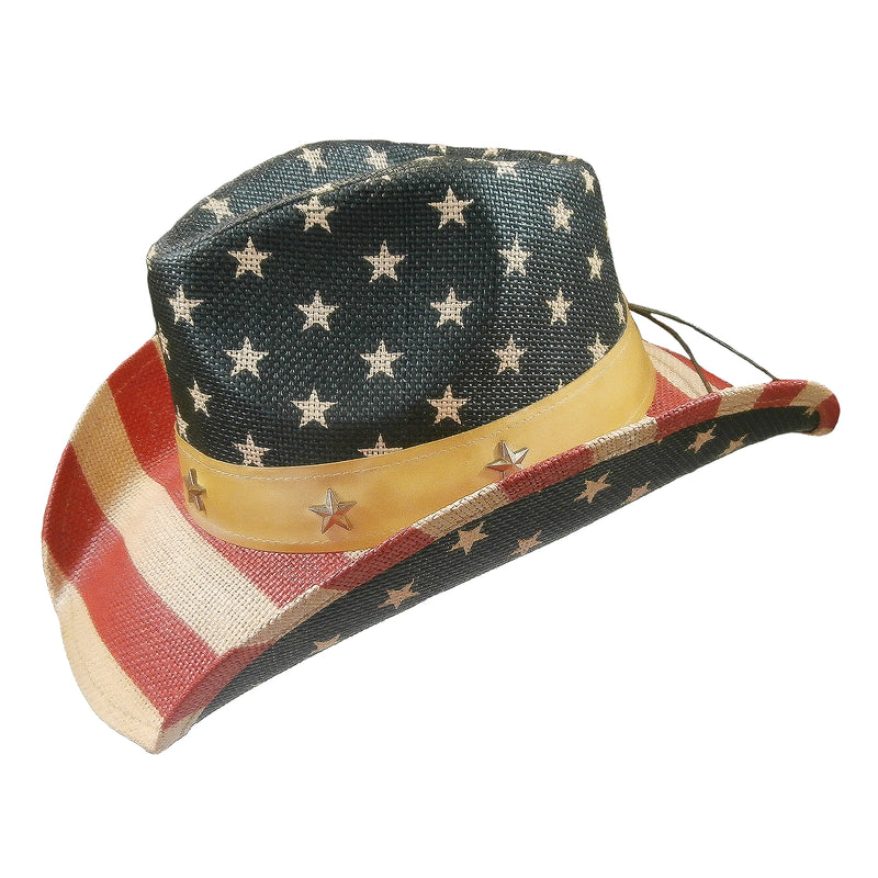American Flag Raffia Straw Western Cowboy Hat - Rockmount