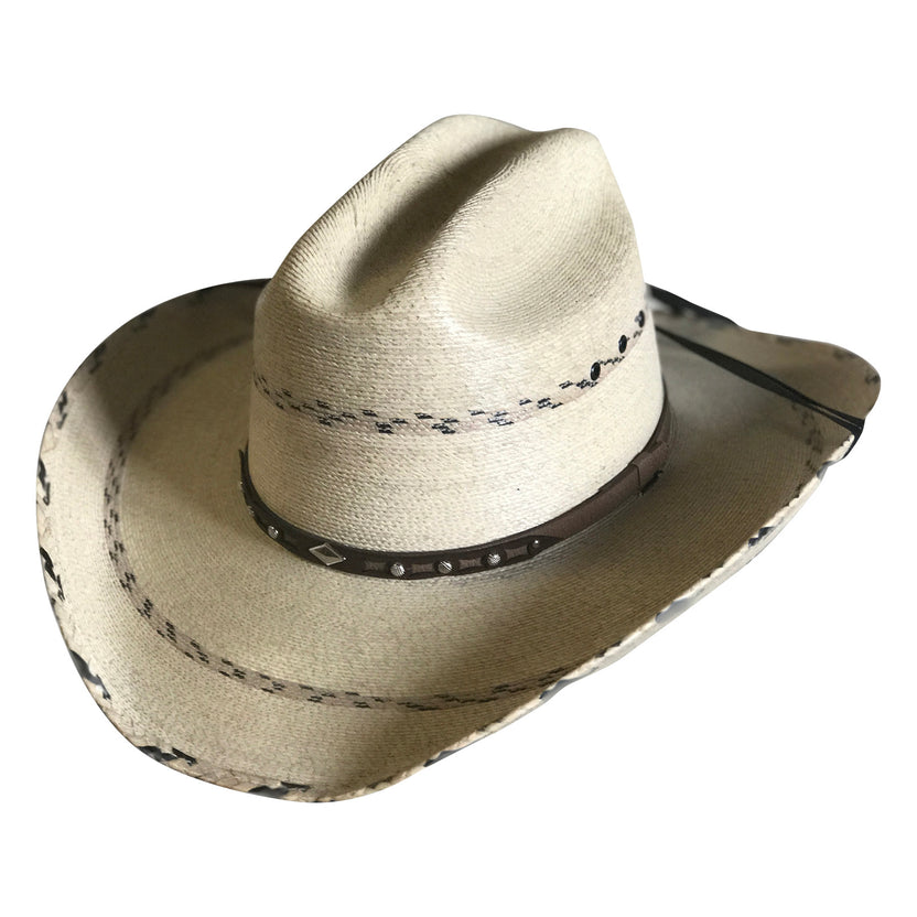 Rockmount Premium Palm Straw Cattleman Cowboy Hat with Chin Cord