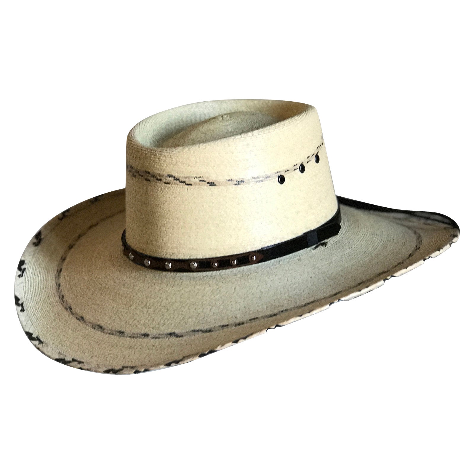 Premium Palm Straw Oval Crown Western Cowboy Hat with Chin Cord - Rockmount