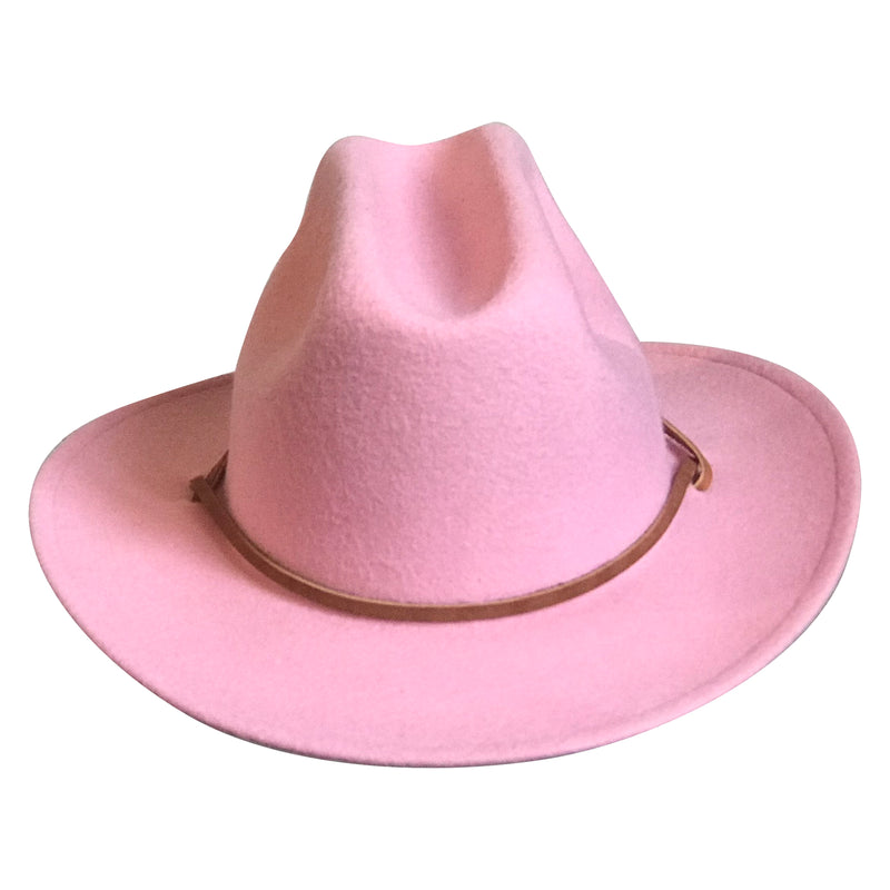 Kid's Pink Felt Western Cowgirl Hat with Chin Strap - Rockmount