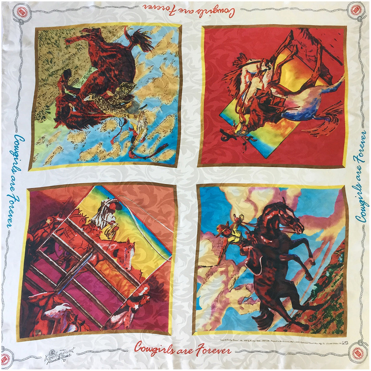 Limited-Edition Cowboys & Cowgirls Forever Silk Scarf by Buckeye Blake - Rockmount