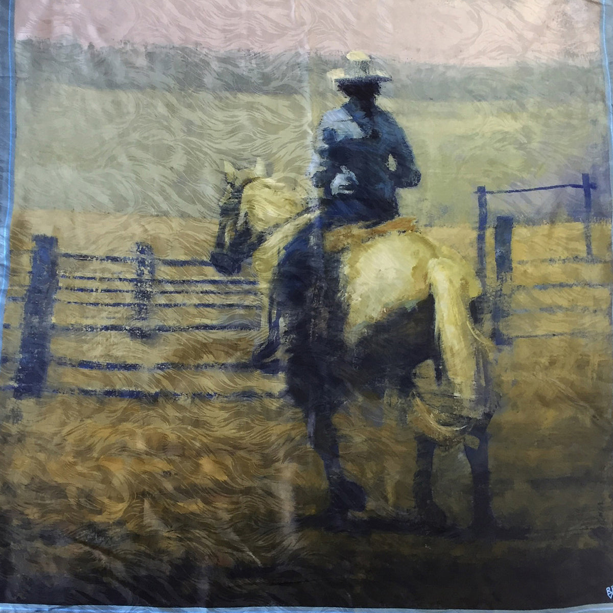 Limited-Edition Cowgirl in the Corral Silk Scarf by Terry Gardner - Rockmount