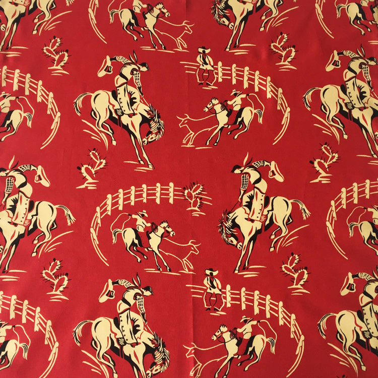 Women’s Vintage Bronc Print Short Sleeve Red Western Shirt - Rockmount