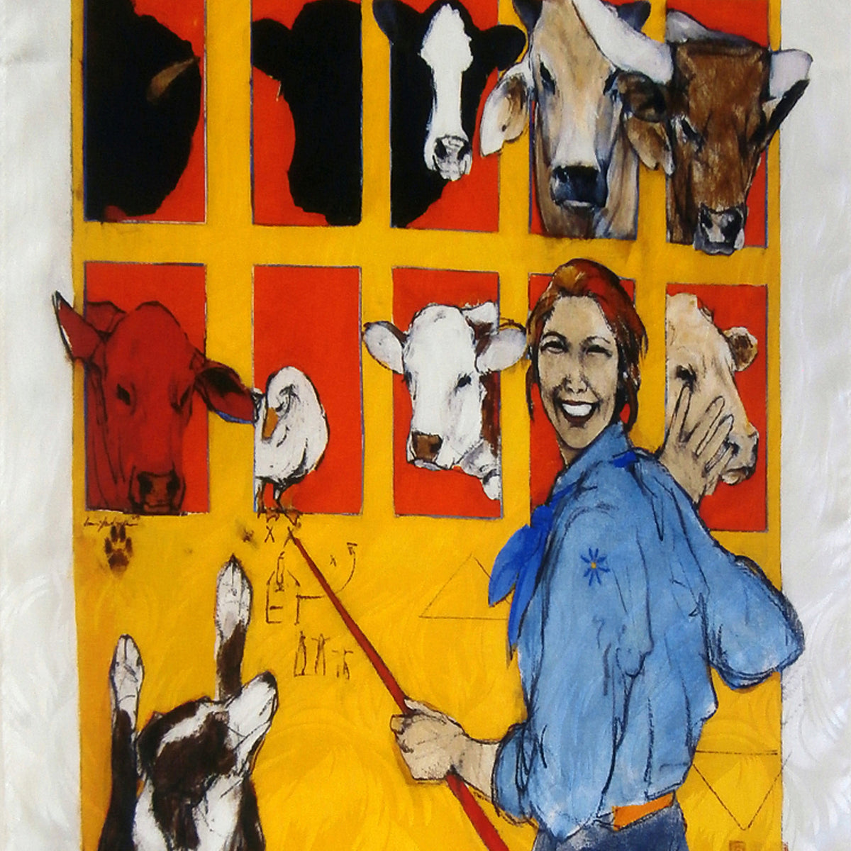 Limited-Edition Cow Dog School Silk Scarf by Donna Howell-Sickles - Rockmount