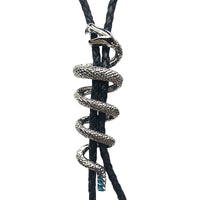 Silver Rattlesnake with Turquoise Enamel Western Bolo Tie - Rockmount