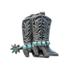 Silver Cowboy Boots with Turquoise Inlay Western Bolo Tie - Rockmount