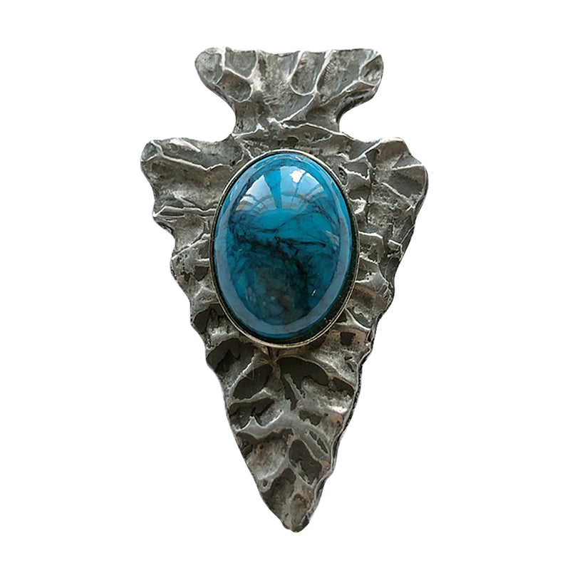 Silver Arrowhead with Turquoise Inlay Western Bolo Tie - Rockmount