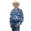 Men's Native Pattern Fleece Western Shirt in Blue & Navy - Rockmount
