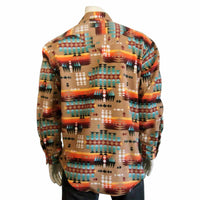 Men's Native Pattern Fleece Western Shirt in Camel & Red - Rockmount