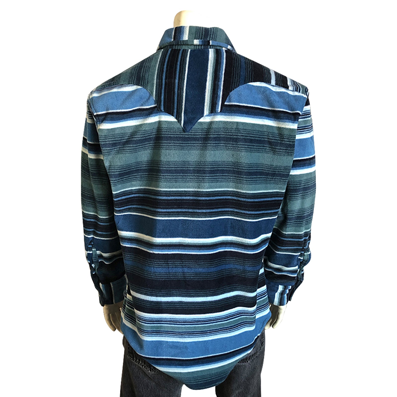 Men's Serape Pattern Fleece Western Shirt in Blue & Navy - Rockmount