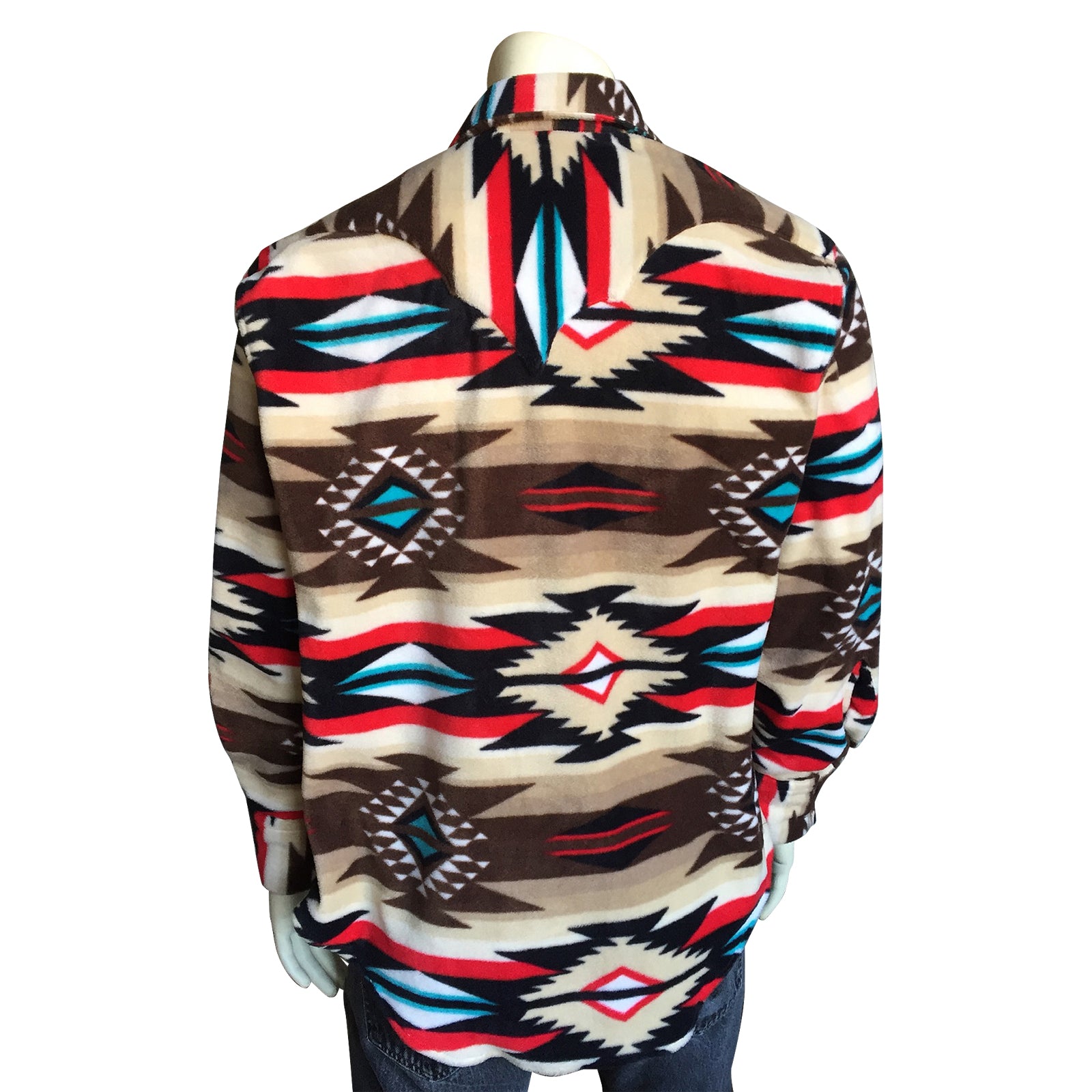 Men's Native Pattern Fleece Western Shirt in Brown & Tan - Rockmount