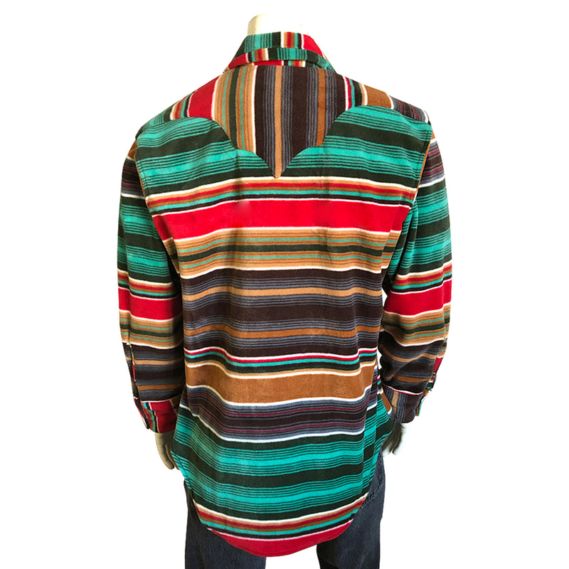Men's Serape Pattern Fleece Western Shirt in Brown & Green - Rockmount