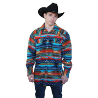 Men's Serape Pattern Fleece Western Shirt in Multi-Color Turquoise - Rockmount