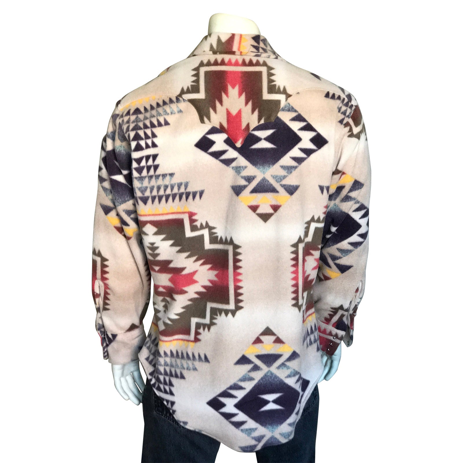 Men's Native Pattern Fleece Western Shirt in Tan
