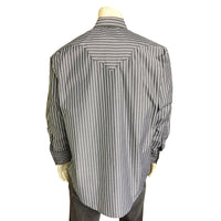 Men's Fine Cotton Striped Western Dress Shirt in Black - Rockmount