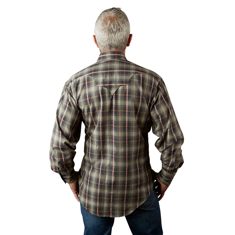 Men's Shadow Plaid Dobby Lurex Western Shirt in Black - Rockmount