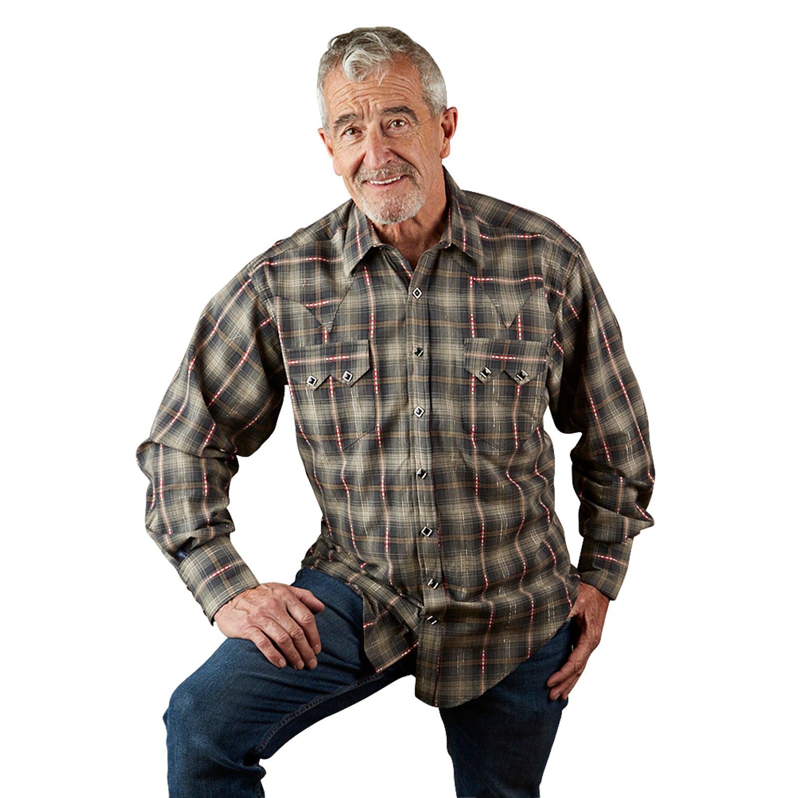 Men's Shadow Plaid Dobby Lurex Western Shirt in Black - Rockmount