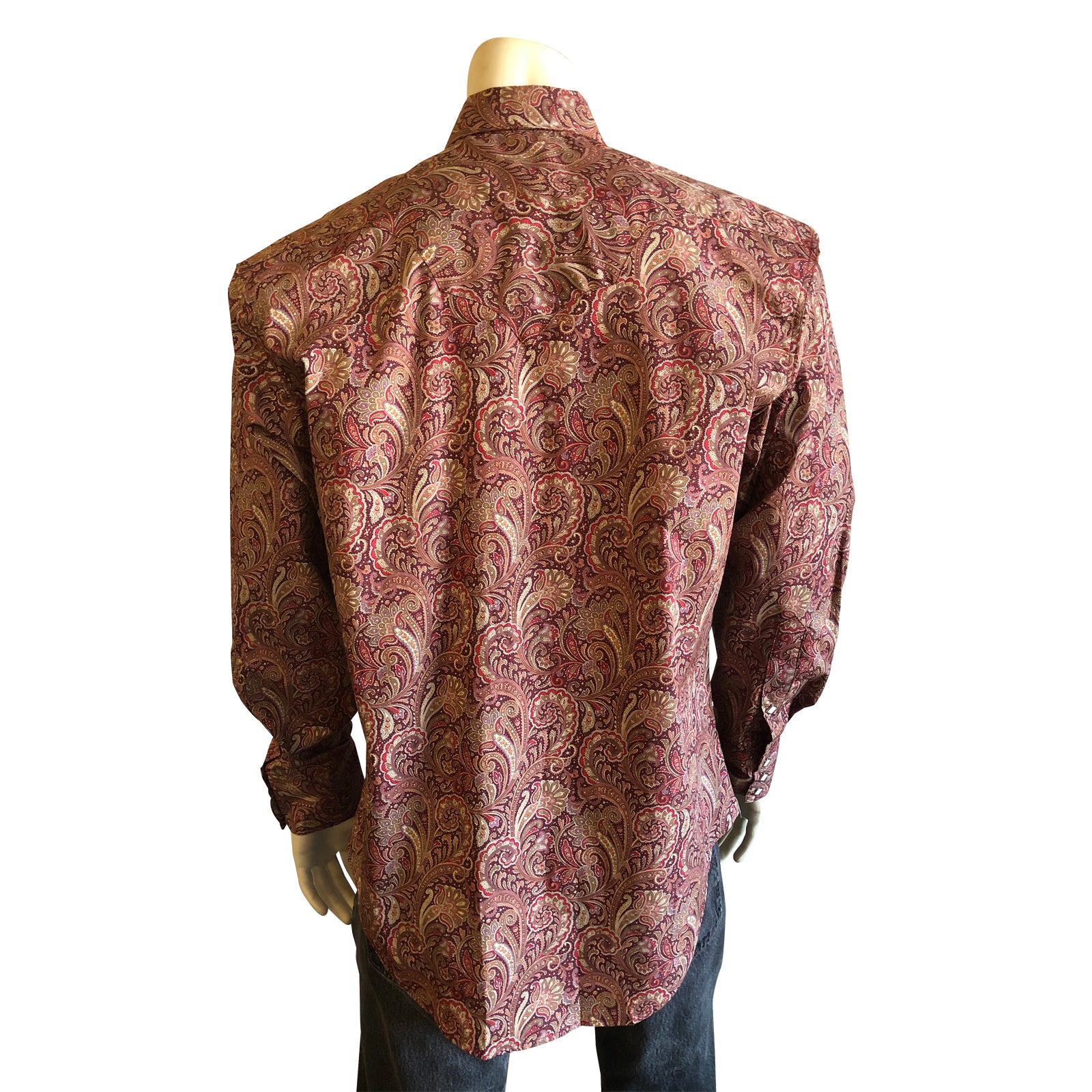 Men's Ornate Paisley Print Western Shirt in Burgundy - Rockmount
