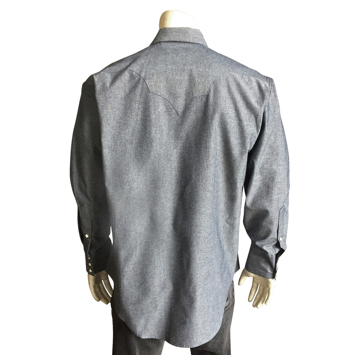 Men's Navy Blue Cotton Chambray Western Shirt - Rockmount