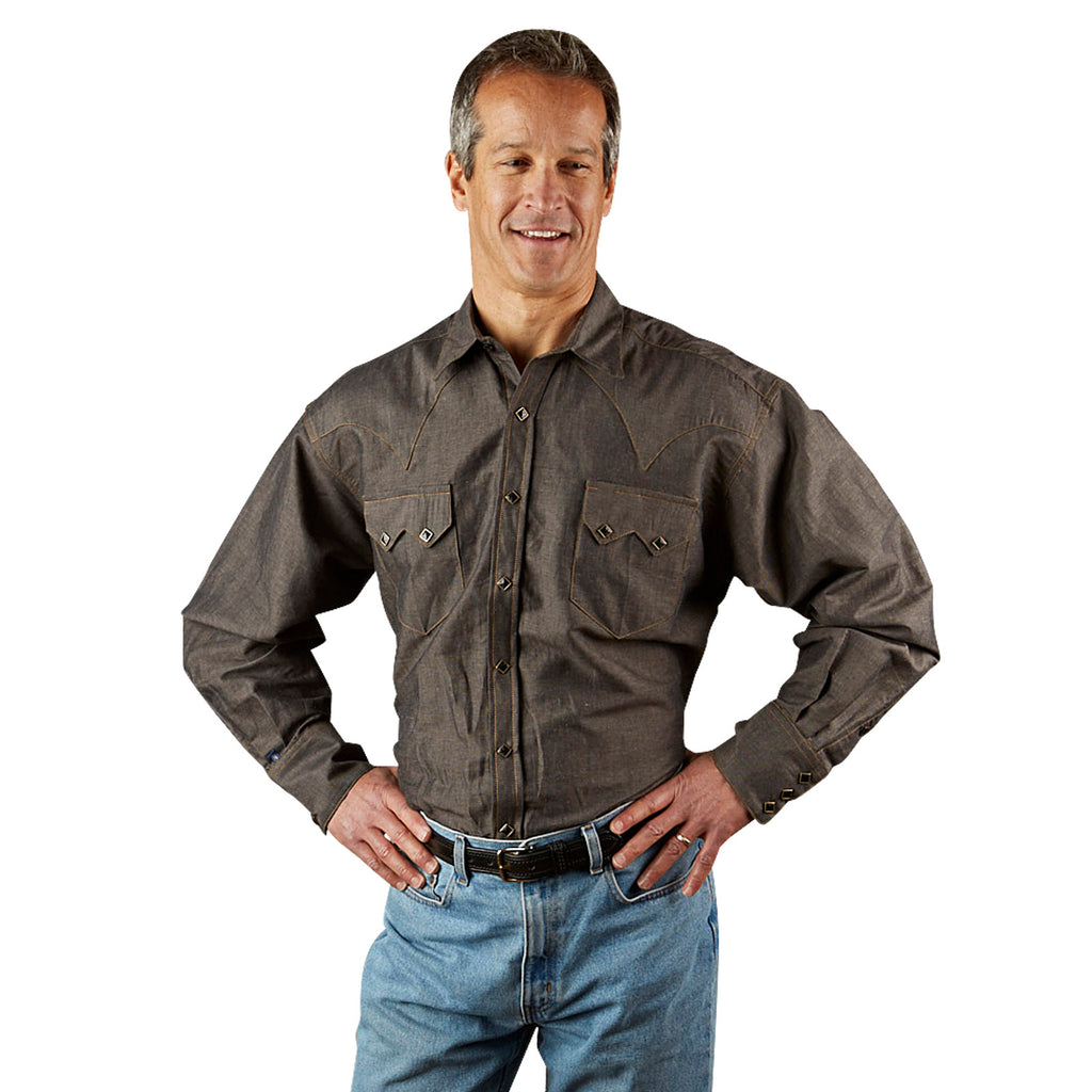 Men's Extra-Fine Cotton Black Chambray Western Shirt