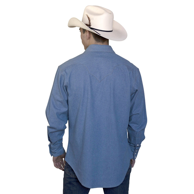 Men's Classic Light Blue Denim Western Shirt - Rockmount