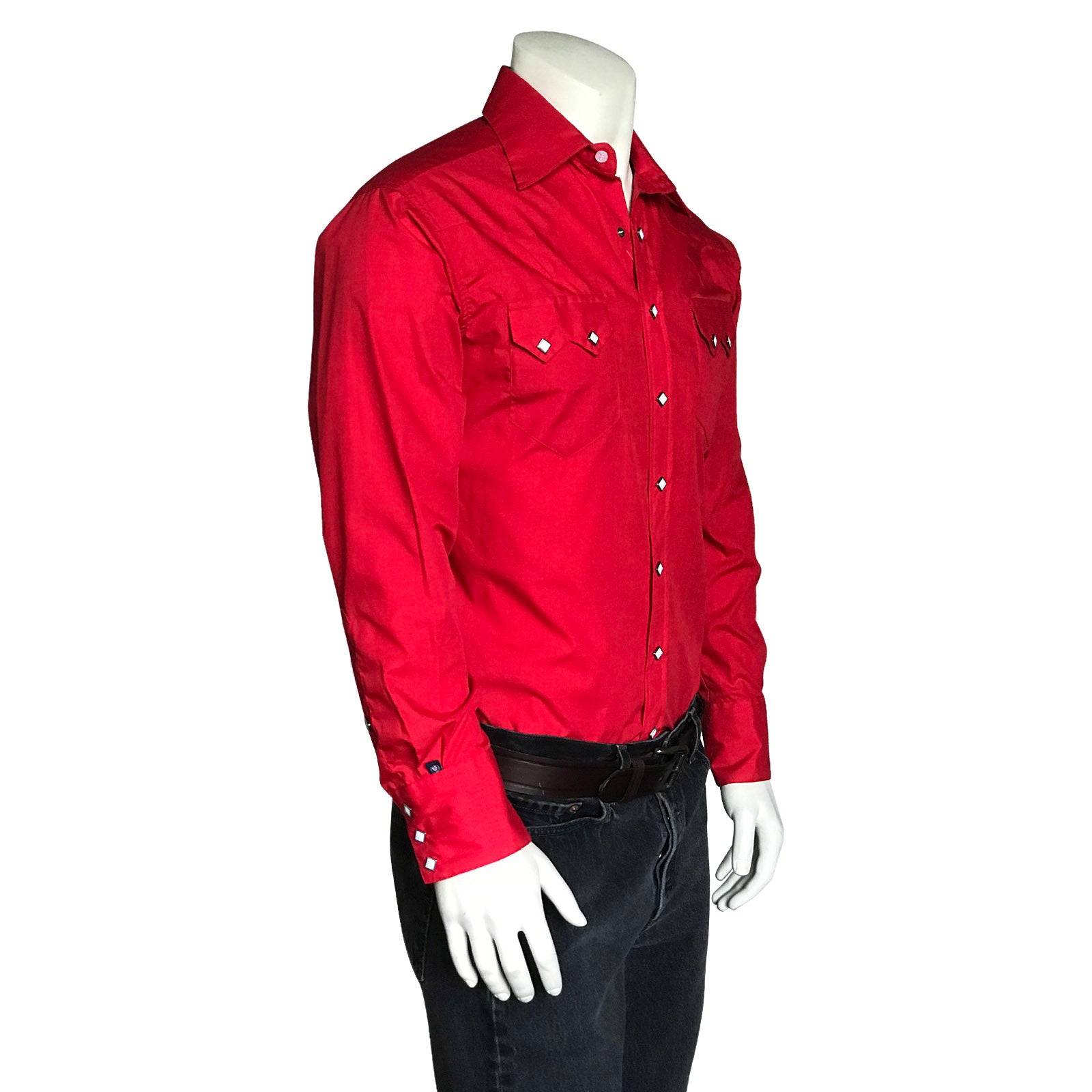 Men's Slim Fit Red Cotton Blend Western Shirt - Rockmount