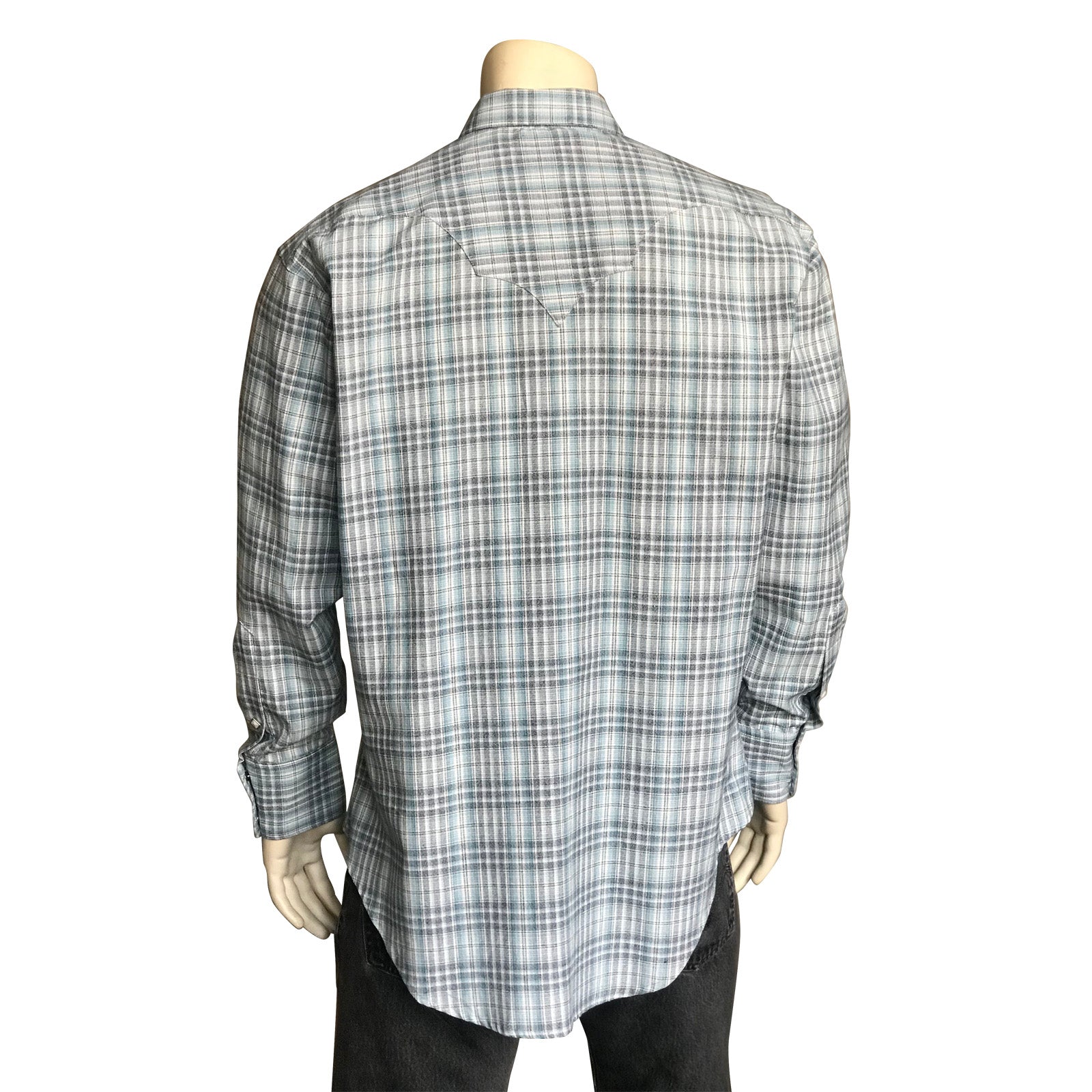 Men’s Ultra-Soft Blue Rayon Check Western Shirt - Rockmount