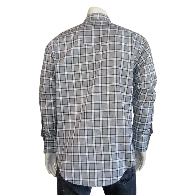 Men’s Ultra-Soft Grey Rayon Check Western Shirt - Rockmount