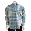 Men's Organic Plush Flannel Dusty Blue Plaid Western Shirt - Rockmount