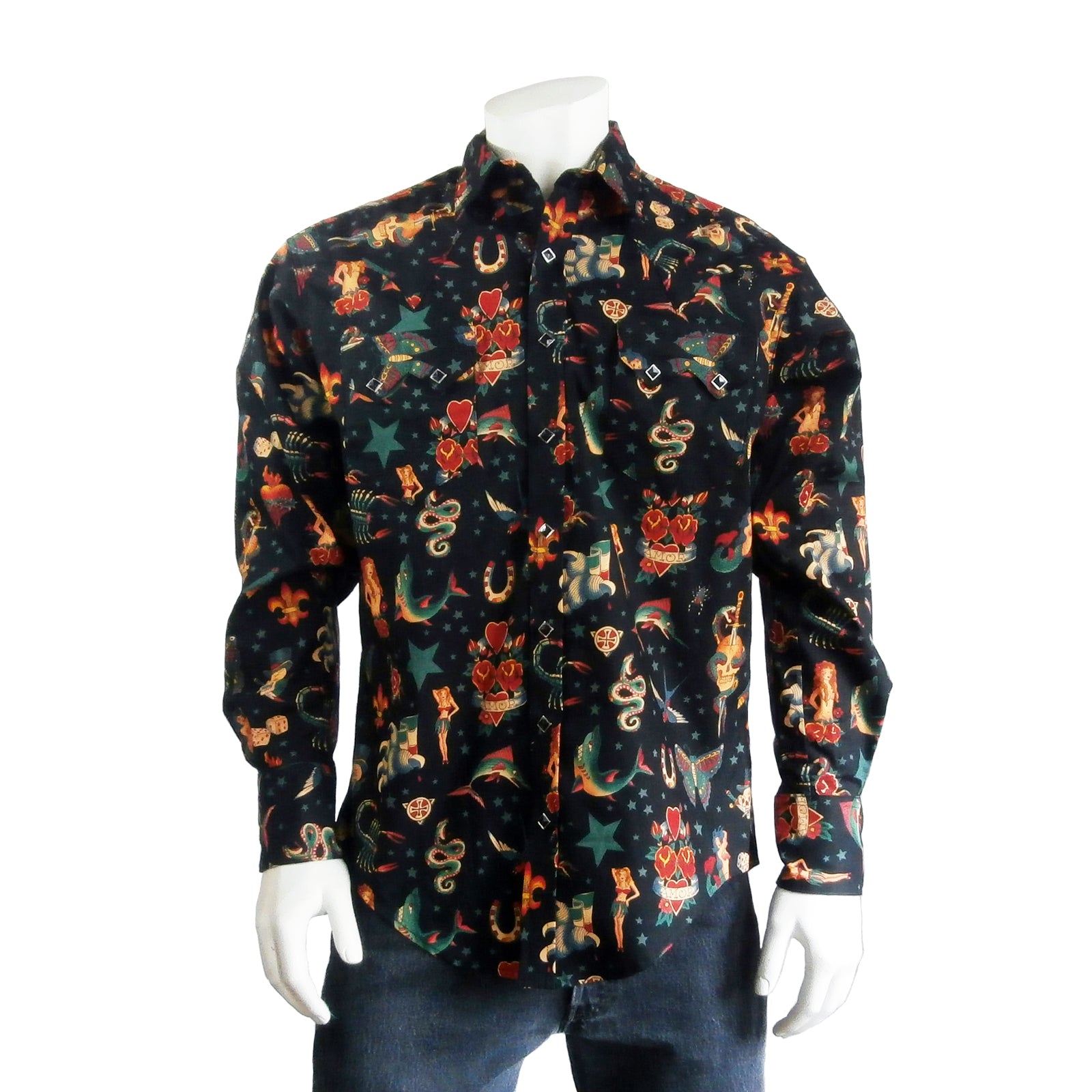 Men's Vintage Burning Love Print Western Shirt - Rockmount