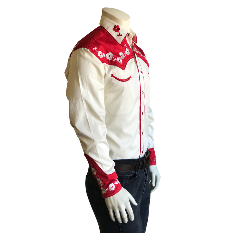 Men's 2-Tone Elvis Loving You Floral Embroidery Western Shirt - Rockmount