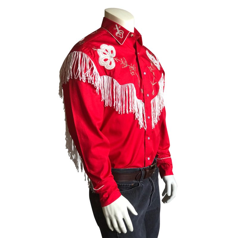Men's Vintage Fringe Red Embroidered Western Shirt - Rockmount