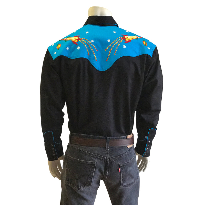 Men's 2-Tone Space Cowboy Embroidered Western Shirt - Rockmount