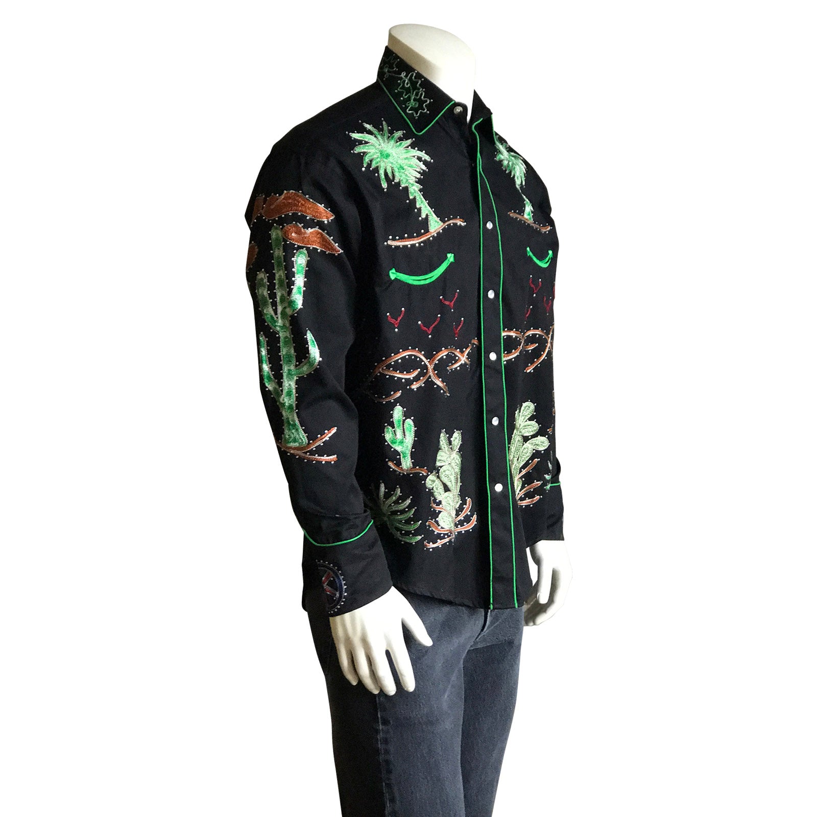Men's Porter Wagoner Black Embroidered Western Shirt - Rockmount