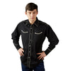 Men's Signature Solid Black Western Shirt with Smile Pockets - Rockmount