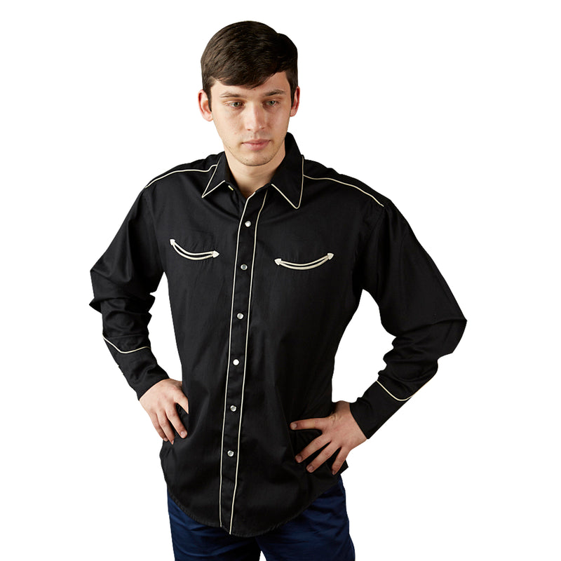 Rockmount Men's Vintage Solid Black Western Shirt