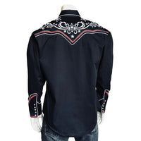 Men’s Stars & Scrolls Embroidered Black Western Shirt - Rockmount