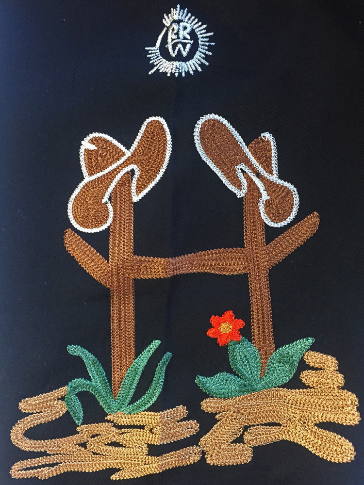 Women's Vintage Cactus & Cowgirl Boots Embroidered Western Shirt in Black - Rockmount