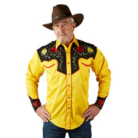 Men's 2-Tone Black & Gold Floral Embroidery Western Shirt - Rockmount